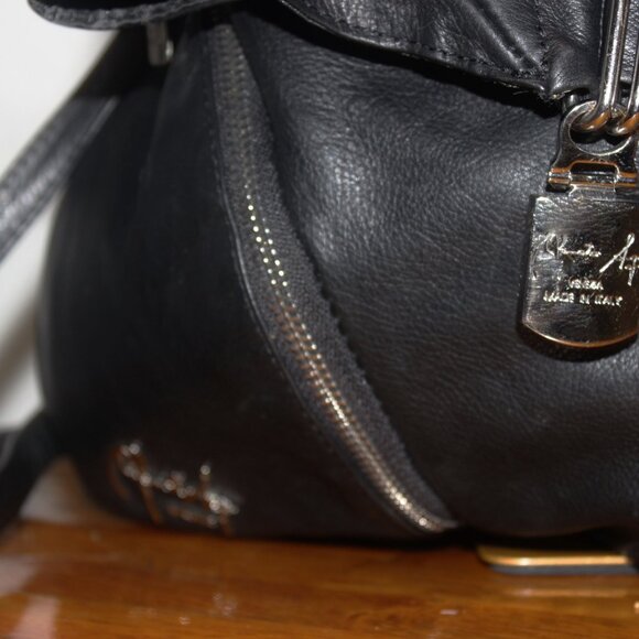 $995 RENATO ANGI Venezia Black Genuine Leather Backpack Bag Purse Like New main image 4